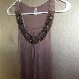 Tan tank top with jewels